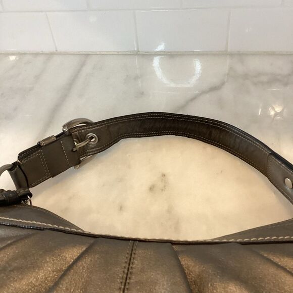 Coach Soho Hobo Pleated Graphite Metallic Leather Shoulder Bag - Picture 11 of 15